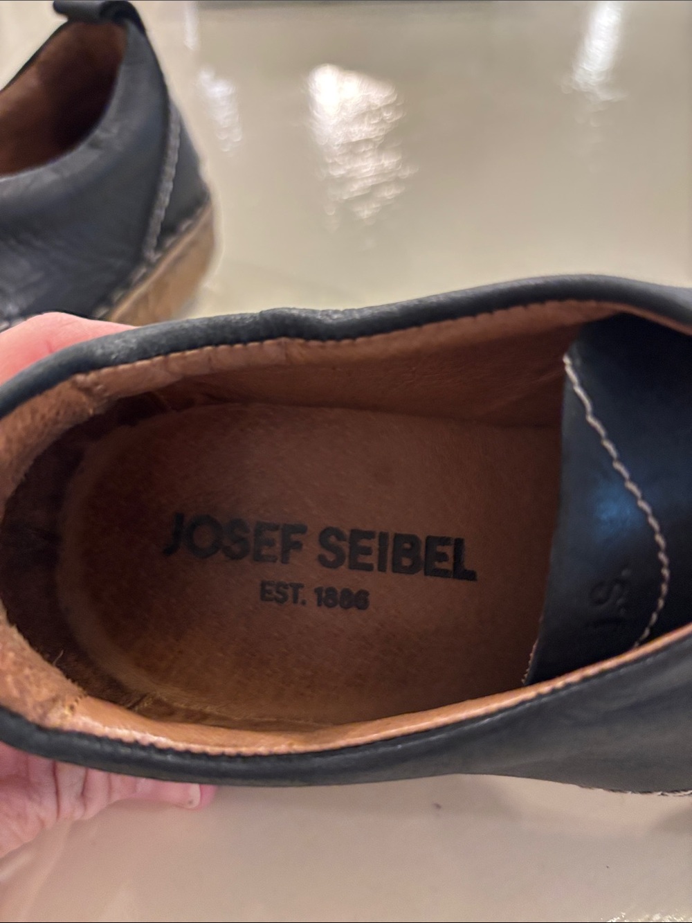 Josef Seibel Black Leather Slip-On Loafers